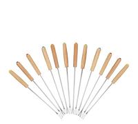 Virsus 12 Forchette da Fonduta 4905, Lunghezza 24 cm, Forchettone a 2 Punte in Acciaio Inox e Manico in Legno, 6 Colori, utensile per Fonduta di Formaggio, Barbecue, Feste ed Eventi
