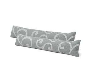 Virsus 2 Paraspifferi con trama DAMASCATO per porte e finestre, lunghezza 100 cm, Colore GRIGIO, paraspiffero sottoporta universale paravento in stoffa tessuto poliestere -734