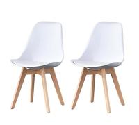 VIRSUS 2 Sedie da Cucina con gambe in legno di faggio 3074, misura 53,5x48,5x83, Sedia ergonomica Bianca con cuscino in Similpelle, gommini anti graffio, per Camera, Ufficio, Sala Pranzo