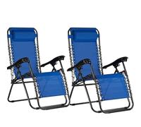 VIRSUS 2 Sedie Gravity ''gravità zero'', poltrona relax pieghevole salvaspazio con tubi in acciaio reclinabile sedia a sdraio per piscina, lettino da spiaggia, poltrona da giardino (Blu)
