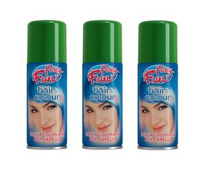 Virsus 3 bombolette Spray 100 ml di Colore Verde temporaneo per Capelli, colora i Tuoi Capelli per Feste Party e Eventi sia per Bambini e Ragazzi lacca Colorata Verde