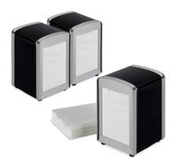 Virsus 3 Portatovaglioli da Bar a Molla NERO, misura 10x9x13 cm, Dispenser in Acciaio Inox per Tovaglioli 17x17cm, Distributore da tavolo di Fazzoletti Salviette Piccole per Gelateria, Bar-0050