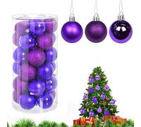 Virsus 30 Palle di Natale 59067, Diametro 6 cm, Palline in Plastica Infrangibile per Albero di Natale, Decorazioni e Addobbi Natalizi, Set di Palline Glitterate, Lucide e Opache (Viola)