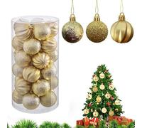 Virsus 30 Palle di Natale 9154, Diametro 6 cm, Palline in Plastica Infrangibile per Albero di Natale, Decorazioni e Addobbi Natalizi, Set di Palline Vari Stili (Oro)