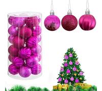 Virsus 30 Palle di Natale 9157, Diametro 6 cm, Palline in Plastica Infrangibile per Albero di Natale, Decorazioni e Addobbi Natalizi, Set di Palline Vari Stili (Fucsia)