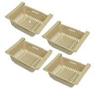 VIRSUS 4 Cesti per Frigorifero 6853, cassetto Organizer allungabile da 20cm Fino a 28cm, Contenitore Retrattile per conservare Alimenti in frigo, Cucina, dispensa (Beige)