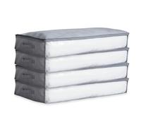 Virsus 4 Contenitori per Coperte e Piumoni in TNT GRIGIO, misura 100x45x15 cm, Organizer Salvaspazio sottoletto con Cerniera e Finestra, Custodie per vestiti e piumone -6907F