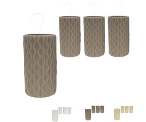 Virsus 4 Evaporatori d'acqua per termosifoni in Ceramica 9039, misura 8x3,5x18 cm, Umidificatore con motivo a onda e gancio a forma di S (Grigio)