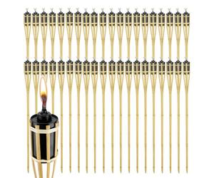 Virsus 40 Fiaccole da giardino in bambù, Altezza 90 cm, torcia ad olio con stoppino, candela per esterno, fiaccola decorativa per Feste ed Eventi -2333