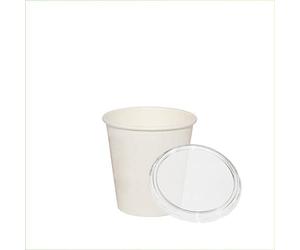 VIRSUS 400 Bicchieri in cartoncino per Caffe 80ml di Colore Bianco Bicchierini biodegradabili in carta per caffè e bevande calde + 400 Coperchi Trasparenti Riciclabili