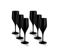 VIRSUS 6 Flute da Champagne, capacità 150 cc, Infrangibili e Riutilizzabili, lavabili in lavastoviglie, 100% Riciclabili, Unglassy, per bevande, cocktail, Spumante 3777-19 (Nero)