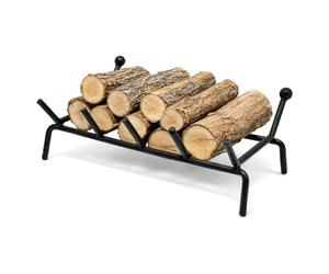 Virsus Brucialegna da Camino in ferro battuto con spessore 1,3 cm, colore nero con sfumature, 5 barre distanziate, braciere per legna, poggialegna resistente per brace, fuoco costante (50x21,5x16 cm)