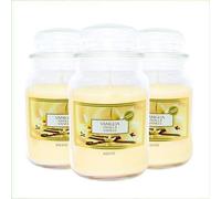 Virsus Candele profumate in Giara Grande, Set da 3 Candele in Vasetto di Vetro da 510 grammi, Profumo Relax per Interno (Vaniglia)
