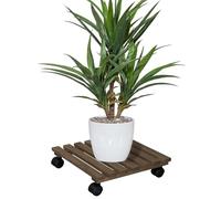 VIRSUS Carrello per Piante in Legno 728, Misura 30x30cm, Carrello Quadrato con 4 Ruote piroettanti, 2 Ruote bloccanti, Supporto per Il Trasporto di Piante, portavaso per Interni ed Esterni (1)