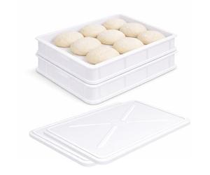 VIRSUS Cassetta con Coperchio per impasti Pizza e Pane HD3, misura 30x40x10 cm e capacità 10 Litri, colore neutro, Contenitore per alimenti, porta impasto per panetti (2 Cassette + 2 Coperchi)