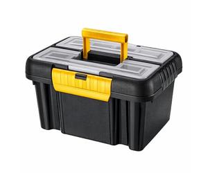 Virsus Cassetta per attrezzi 1310, misura 44,5x36x26 cm, colore nero e giallo, Box Valigia portautensili con coperchio e scomparti per viti, bulloni e chiodi, maniglia ergonomica (25 Litri)