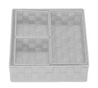 Virsus Cassetti Portaoggetti in Tessuto impilabili 5703, Trama intrecciata 3 Scomparti interni, misura 26x26x9,5 cm, contenitore salvaspazio, Organizer per accessori bagno (Bianco)