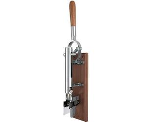 Virsus Cavatappi Professionale a Parete 2104, Lungo 55 cm, Struttura Cromata con Supporto in Legno misura 9x33,5 cm, Apribottiglie da Muro, Levatappi per bottiglie di vino