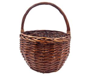 Virsus Cesta Paniere in Vimini con Manico, misura 30x30x40 cm, Cesto intrecciato di colore Marrone, Cestino da Picnic Portaoggetti, Cesto Regalo, Raccolta castagne, Frutti di bosco -1246