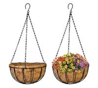 VIRSUS Cesti Portavasi Sospesi in Fibra di Cocco 7486, Diametro 30 cm, Struttura e Gancio in Metallo Verniciato Nero, Fioriera vaso da Appendere, Decorazioni per Piante e Fiori (2)