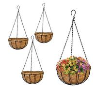VIRSUS Cesti Portavasi Sospesi in Fibra di Cocco 7486, Diametro 30 cm, Struttura e Gancio in Metallo Verniciato Nero, Fioriera vaso da Appendere, Decorazioni per Piante e Fiori (4)