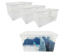 VIRSUS Contenitori Multiuso Trasparente 672, misura 58x38,5x29 cm e capacità 43Lt, porta biancheria, coperchio chiusura a scatto, box salvaspazio impilabile armadio, accessori (4)