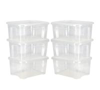 VIRSUS Contenitori Multiuso Trasparente 9338, porta biancheria, coperchio chiusura a scatto, misura 37,7x27,7x18,8cm e capacità 13Lt, box salvaspazio impilabile armadio, accessori (6)