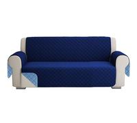 VIRSUS Copridivano Trapuntato con Braccioli a 3 Posti Double Face 590, Seduta 170 cm, Tessuto Antiscivolo e Antigraffio, Salvadivano Protezione per Cani e Gatti, Made in Italy (Blu-Azzurro)