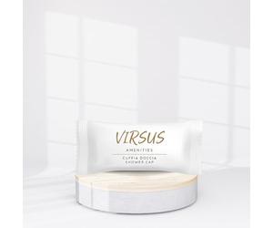 Virsus Cuffie Doccia monouso di colore Trasparente, copricapo Plissè Copri Testa e Capelli, Imbustata singolarmente, con elastico per Albergo Hotel B&B Host, Linea cortesia (50)