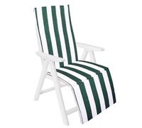 VIRSUS Cuscino per Sdraio con Poggiapiedi da Giardino 261, Misura 46x150 cm, Tessuto Verde e Bianco, Spessore 3,5 cm, Imbottitura Morbida Sfoderabile con Cerniera, Elastico (Sdraio)