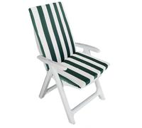 VIRSUS Cuscino per Sedia Prendisole da Giardino con Schienale Alto 3648, Misura 45x110 cm, Tessuto Verde e Bianco, Spessore 3,5 cm, Imbottitura Morbida Sfoderabile con Cerniera (Sedia)