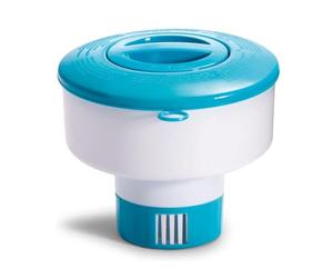 Virsus Dosatore Galleggiante per Cloro Bianco e Azzurro, Dispenser per Pastiglie di Cloro per acque di Piscina, Flusso Regolabile, Vasche e Spa (Diam. 17,8 cm)