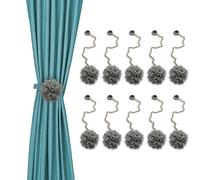 VIRSUS Fermatenda con Calamita a Forma di Fiore Grigio, Diametro 8 cm, Lunghezza Corda 32 cm, Raccogli Tenda Magnetici, Accessori e Decorazioni per Tende in Cucina, Camera, Bagno, Hotel, Ufficio (10)