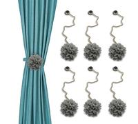 VIRSUS Fermatenda con Calamita a Forma di Fiore Grigio, Diametro 8 cm, Lunghezza Corda 32 cm, Raccogli Tenda Magnetici, Accessori e Decorazioni per Tende in Cucina, Camera, Bagno, Hotel, Ufficio (6)