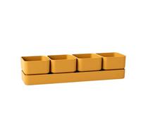 VIRSUS Fioriera con 4 vasi e unico sottovaso 308, misura 48x12x11 cm, Fioriera di forma rettangolare per interno e per esterno, vasi per piccole piante grasse, resistente ai raggi UV (Curry)