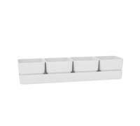 VIRSUS Fioriera con 4 vasi e unico sottovaso 311, misura 48x12x11 cm, Fioriera di forma rettangolare per interno e per esterno, vasi per piccole piante grasse, resistente ai raggi UV (Snow)