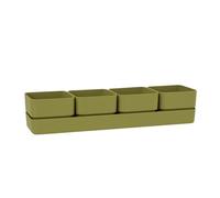 VIRSUS Fioriera con 4 vasi e unico sottovaso 313, misura 48x12x11 cm, Fioriera di forma rettangolare per interno e per esterno, vasi per piccole piante grasse, resistente ai raggi UV (Olive)