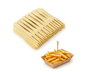 Virsus Forchettine a 2 punte in legno, lunghezza 9 cm, forchette da cocktail in legno monouso biodegradabili compostabili per alimenti, Finger Food, Aperitivo, Stuzzichini, Feste Varie Quantità (1000)