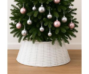 Virsus Gonna Copri Base per Albero di Natale in Vimini 403, Diametro 40/60 cm e altezza 25 cm, Colore Bianco, Supporto Intrecciato, Decorazioni e Addobbi Natalizi