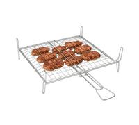 Virsus Griglia per Barbecue Cromata, Misura 35x35 cm, Graticola Doppia a Conchiglia, 15 barre verticali, per Carne, Pesce e Verdure - 1695C
