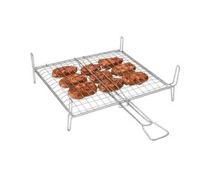 Virsus Griglia per Barbecue Cromata, Misura 35x35 cm, Graticola Doppia a Conchiglia, 15 barre verticali, per Carne, Pesce e Verdure - 1695C
