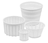 VIRSUS Kit 20 Fuscelle Rotonde per Formaggi e Ricotte: 10 Forme da 700gr, 5 Forme da 500gr, 5 Forme da 100gr, Contenitori Polietilene, Stampi per Ricotta, Formaggi, Made in Italy