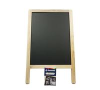 Virsus Lavagna nera a Doppio Lato per gesso con cornice in legno 6044, misura 40x25, 6 gessetti bianchi e una spugna cancellino, lavagnetta per prezzi scrittura, disegno, promemoria, Bar