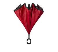 Virsus Ombrello con apertura al contrario Auto Reverse antisgocciolo Manico a Forma di C Ombrello Ribaltabile inverso Anti UV Antivento Varie Colorazioni (Rosso)