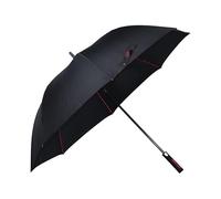 VIRSUS Ombrello da Pioggia Maxi 8 Stecche con manico Dritto 9516, Tessuto Pongee, Apertura Automatica, Aste e Struttura in Fibra, Impugnatura Ergonomica, Ombrello Gigante (Nero dettagli Rossi)