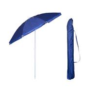 VIRSUS Ombrellone da Spiaggia 4715, Diametro 180 cm, Tessuto Oxford 70gr/m2, ANTIVENTO con Cupola, Asta metallo da 32 mm, 8 Stecche in Fibra di Vetro, Snodo Regolabile, con Sacca Tracolla (Blu)