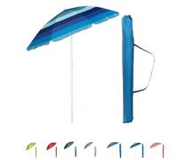 VIRSUS Ombrellone da Spiaggia 950, Diametro 180 cm, Tessuto Poliestere 440 gr, Asta in metallo da 32 mm, 8 Stecche, Snodo Regolabile, Ombrello da Mare con Sacca Tracolla (Righe Blu e Azzurro)