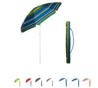 VIRSUS Ombrellone da Spiaggia 950, Diametro 180 cm, Tessuto Poliestere 440gr, Asta in metallo da 32 mm, 8 Stecche e Snodo Regolabile, Ombrello Mare con Sacca Tracolla (Righe Blu e Verde)