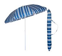 VIRSUS Ombrellone da Spiaggia 987, Diametro 240 cm, Tessuto Poliestere 440gr, Asta metallo da 32mm, 8 Stecche in Fibra Vetro, Snodo Regolabile, Ombrello da Mare con Sacca (Fantasia Blu e Bianco)