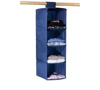 VIRSUS Organizer Multiuso Sospeso da Armadio in tessuto Blu 6937, misura 30x30x80 cm, con gancio a strappo, Scaffale Portaoggetti Salvaspazio, Pensili per vestiti, oggetti, accessori (4 Ripiani)